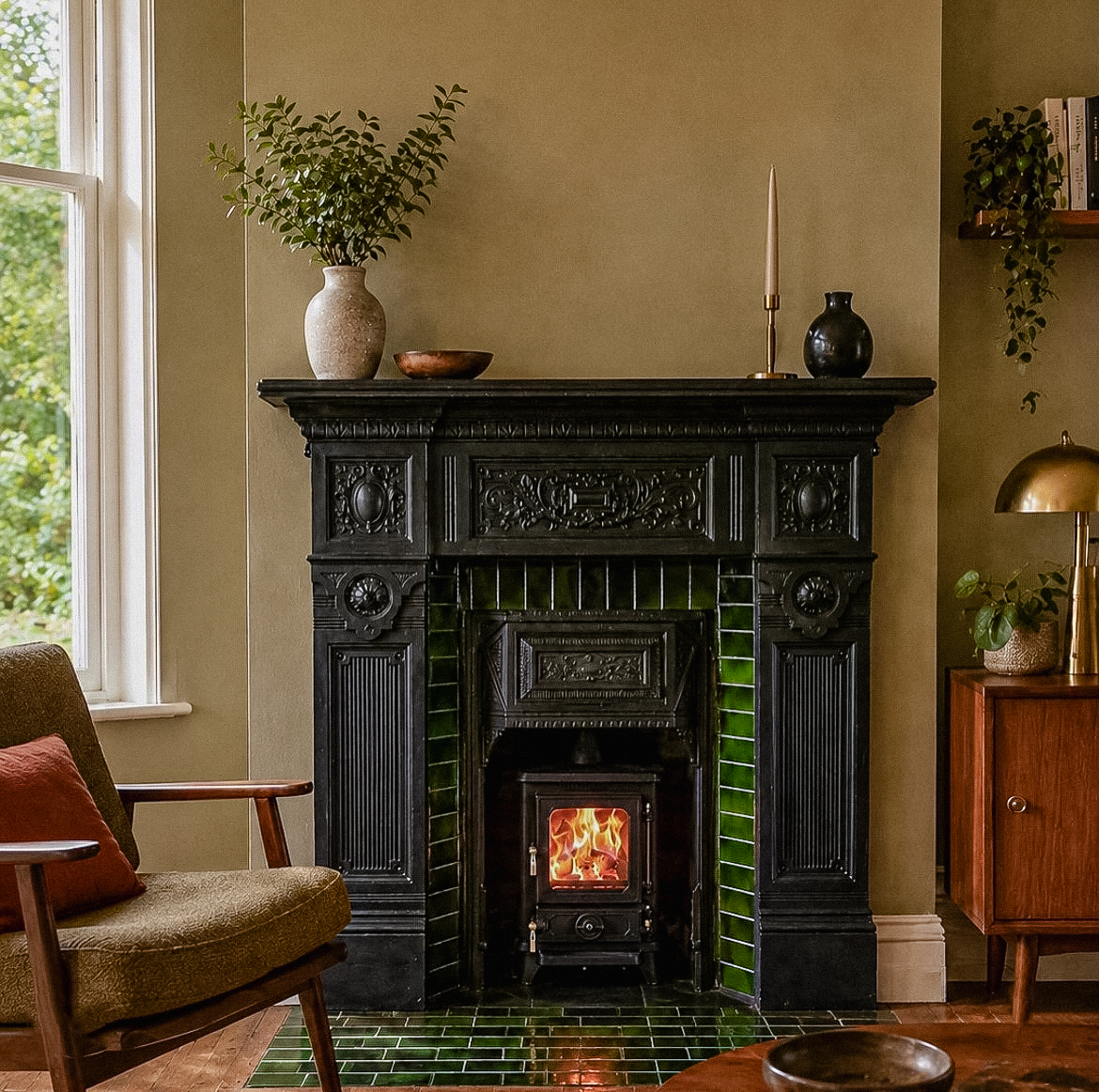 Period cast iron fireplace