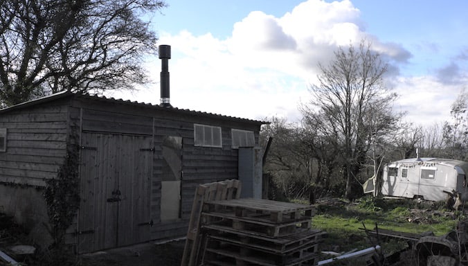 installing a small stove in a shed