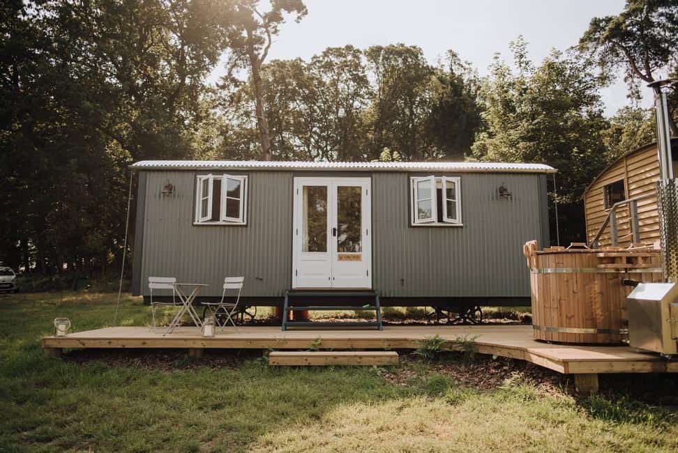 small log burner shepherd hut 11