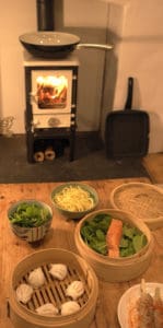 Cooking Salmon on a Small Wood Burning Stove