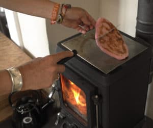 Cooking Gozlames on a Small Wood Burning Stove