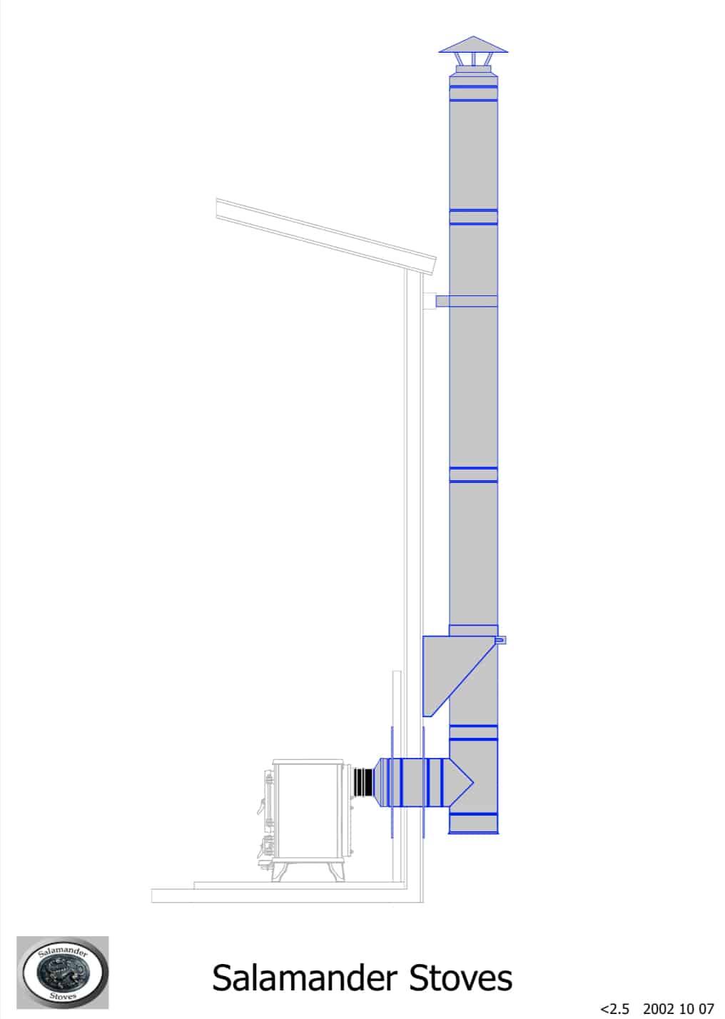 Wall exit small stove flue kit 2