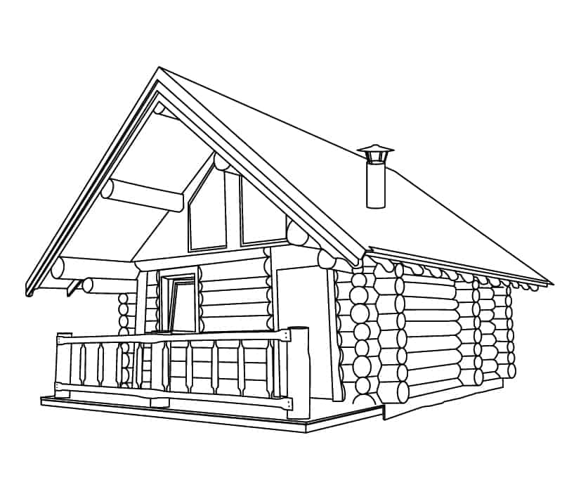 log cabin drawing