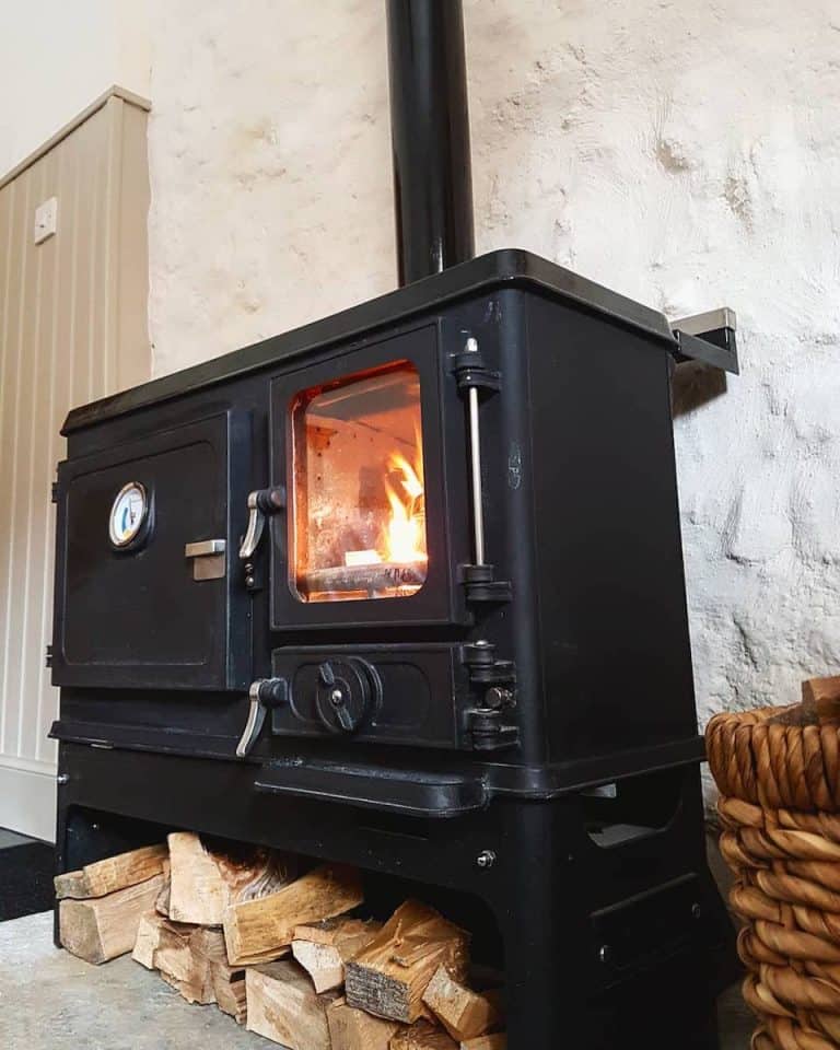 small wood burning cook stove installed in a scottish bothy