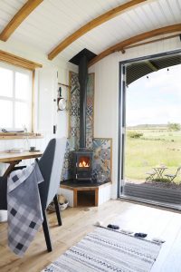 the hobbit small wood burning stove installed in a shepherds hut westfield house farm 1