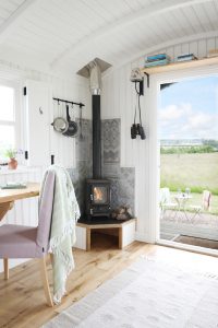 the hobbit small wood burning stove installed in a shepherds hut westfield house farm 20