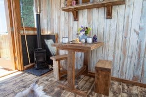 Hobbit Small Wood Burning Stove Installed In A Shepherds Hut Cheviot Huts In The Hills