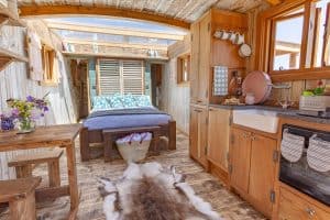 Hobbit Small Wood Burning Stove Installed In A Shepherds Hut Cheviot Huts In The Hills