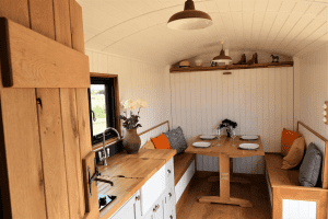 Hobbit small wood burning stove installed in Chatley shepherds hut 3
