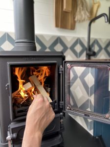 Hobbit small wood burning stove installed in a Mercedes Sprinter by Vanfolk 2