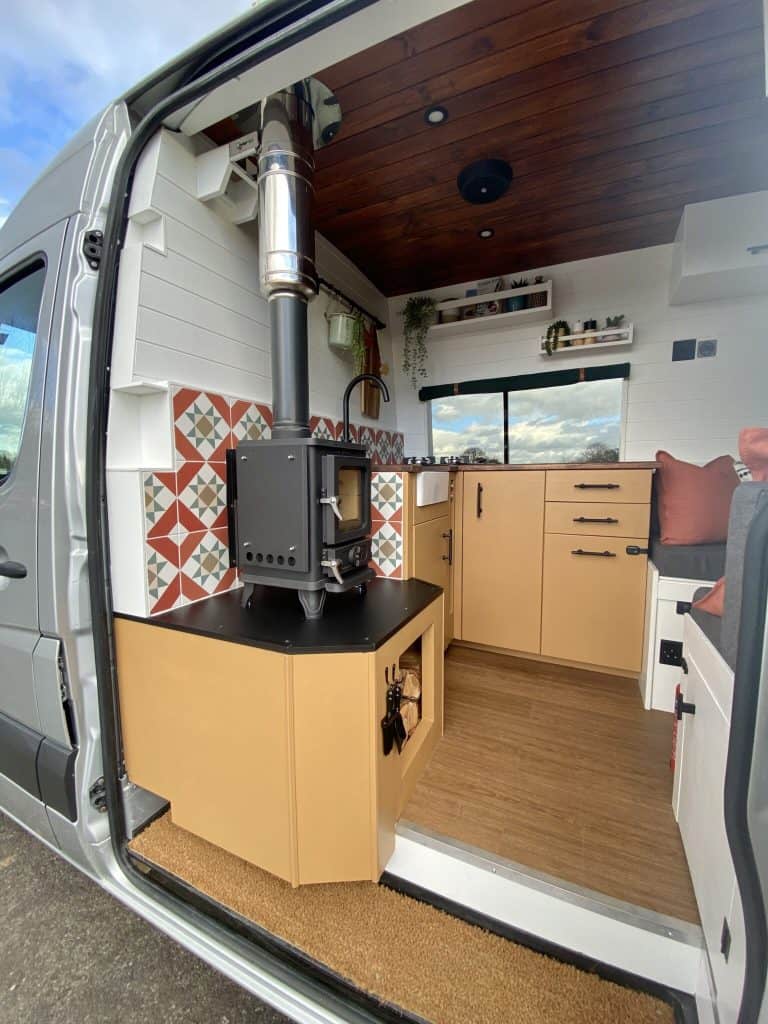 Salamander Stoves Hobbit small wood burning stove installed in a campervan conversion by Vanfolk 5