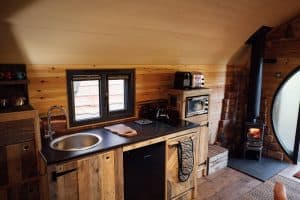 Salamander Stoves The Hobbit Small Wood Burning Stove Installed In A Cabin Vilberie The Orchard At Fenny Castle 2