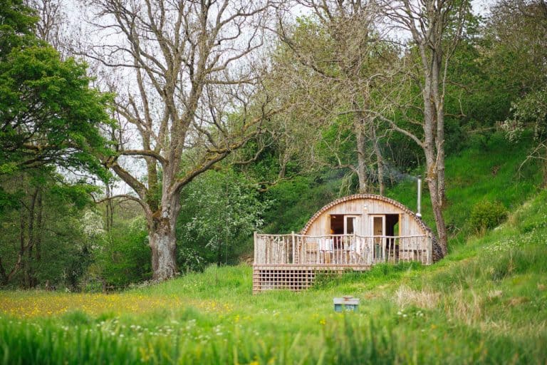 The Hobbit small wood burning stove installed in a log cabin in Wales 1