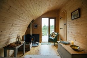 The Hobbit small wood burning stove installed in a log cabin in Wales 3