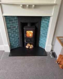Salamander Stoves - The Hobbit Small Wood Burning Stove Installed Into A Victorian Fireplace - Cheshire Stoves 2