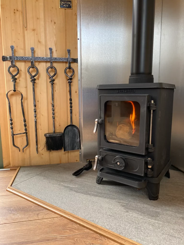 Salamander Stoves The Hobbit Small Wood Burning Stove Installed Into A Shepherds Hut The Stone Wall Hideaway 1